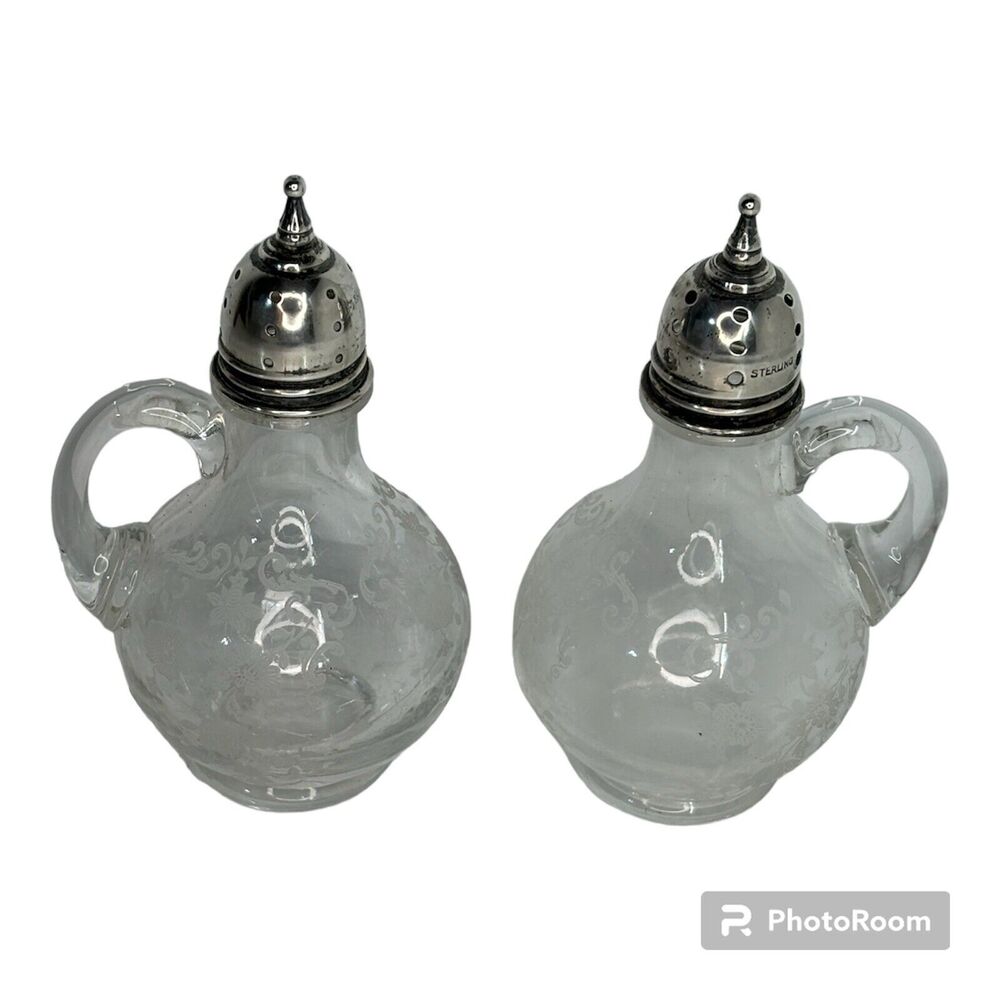 Antique/Vntg Salt Pepper Shakers Etched Cambridge Chantilly